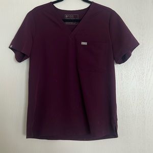 FIGS deep purple one pocket scrub top